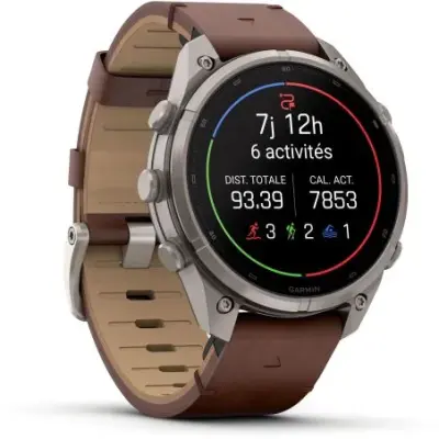 Garmin Fenix 9 Pro InReach amoled 47mm Sapphire Titane bracelet cuir noisette 010-04336-41 — photo 4