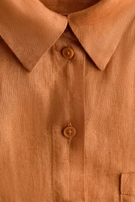 Chemise en lin - Orange foncé — photo 4