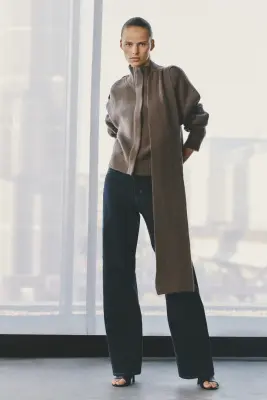 Gilet avec écharpe - Taupe foncé — photo 1