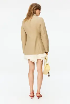 Blazer sablier en lin mélangé - Beige — photo 3