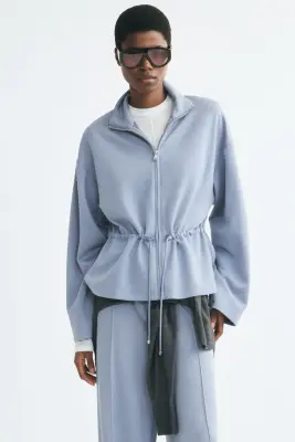 Sweat zippé avec cordon de serrage - Bleu — photo 1