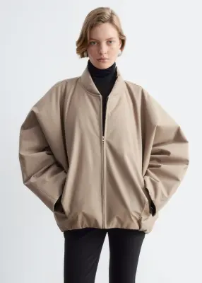 Veste style bomber oversize en laine - Beige — photo 1