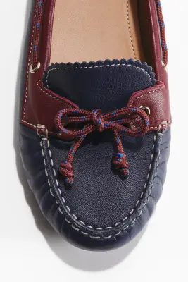 Chaussures de pont en cuir - Bleu foncé/color block — photo 2
