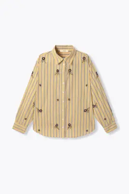 Chemise rayée brodée Femme