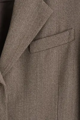 MANTEAU LONG À BOUTONNAGE SIMPLE EN LAINE MÉLANGÉE - BRUN — photo 2