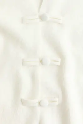 Gilet à encolure en V avec boutons noués - Blanc — photo 3