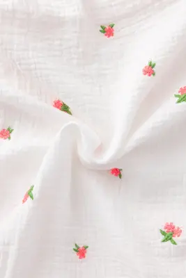 Coupon 3 m gaze de coton brodé — photo 1