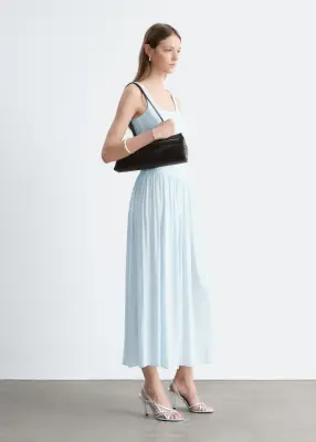 Robe longue froncée en jersey - Bleu clair — photo 3