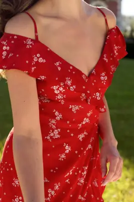 Lana Ruffle Dress - Red white floral — photo 4