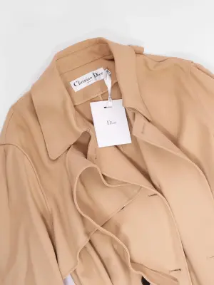 Trench ceinturé en gabardine de coton beige à double boutonnière et cape Prix boutique 4000€ Taille M — photo 3
