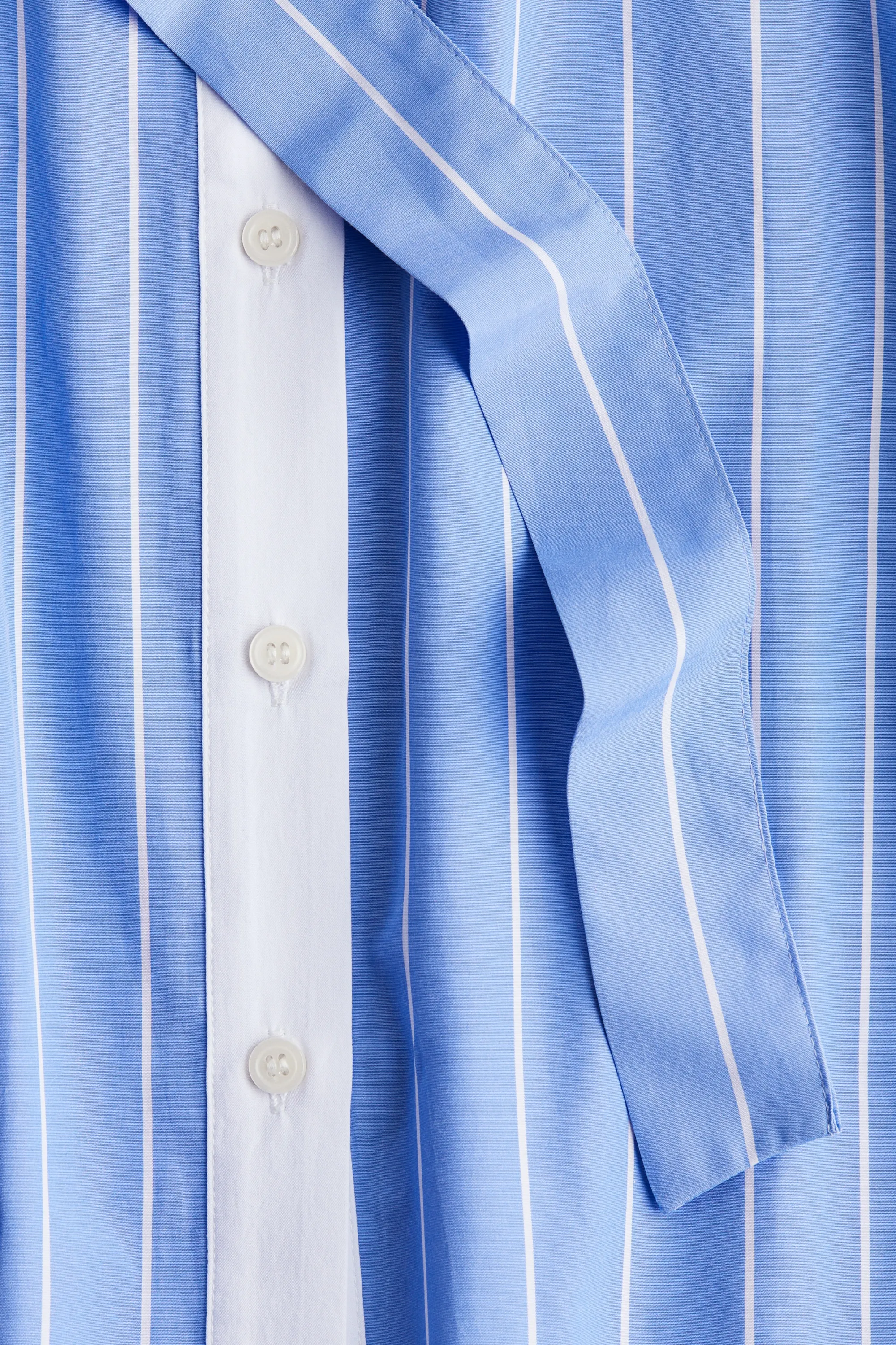 Robe chemise avec ceinture à nouer - Bleu/rayé