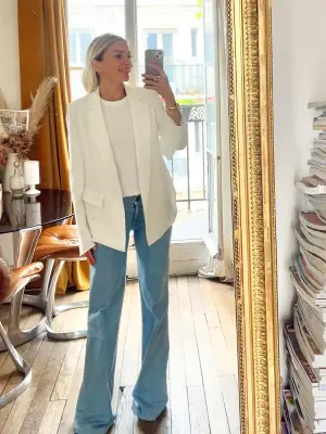Veste blazer fluide en crêpe blanc fente côté Prix boutique 1700€ Taille 38 — photo 2