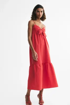 Robe à étages avec détail à nouer - Rouge — photo 1