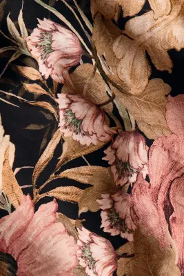 Veste en viscose mélangée avec ceinture à nouer - Noir/fleuri — photo 5