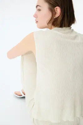 Top avec détail façon écharpe - Beige clair — photo 2