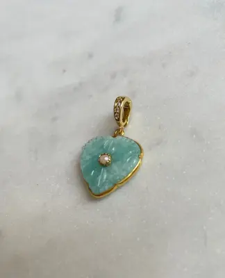 Nouveau ! ROOM SERVICE JEWELRY Charm Blossom Amazonite et Perle — photo 2