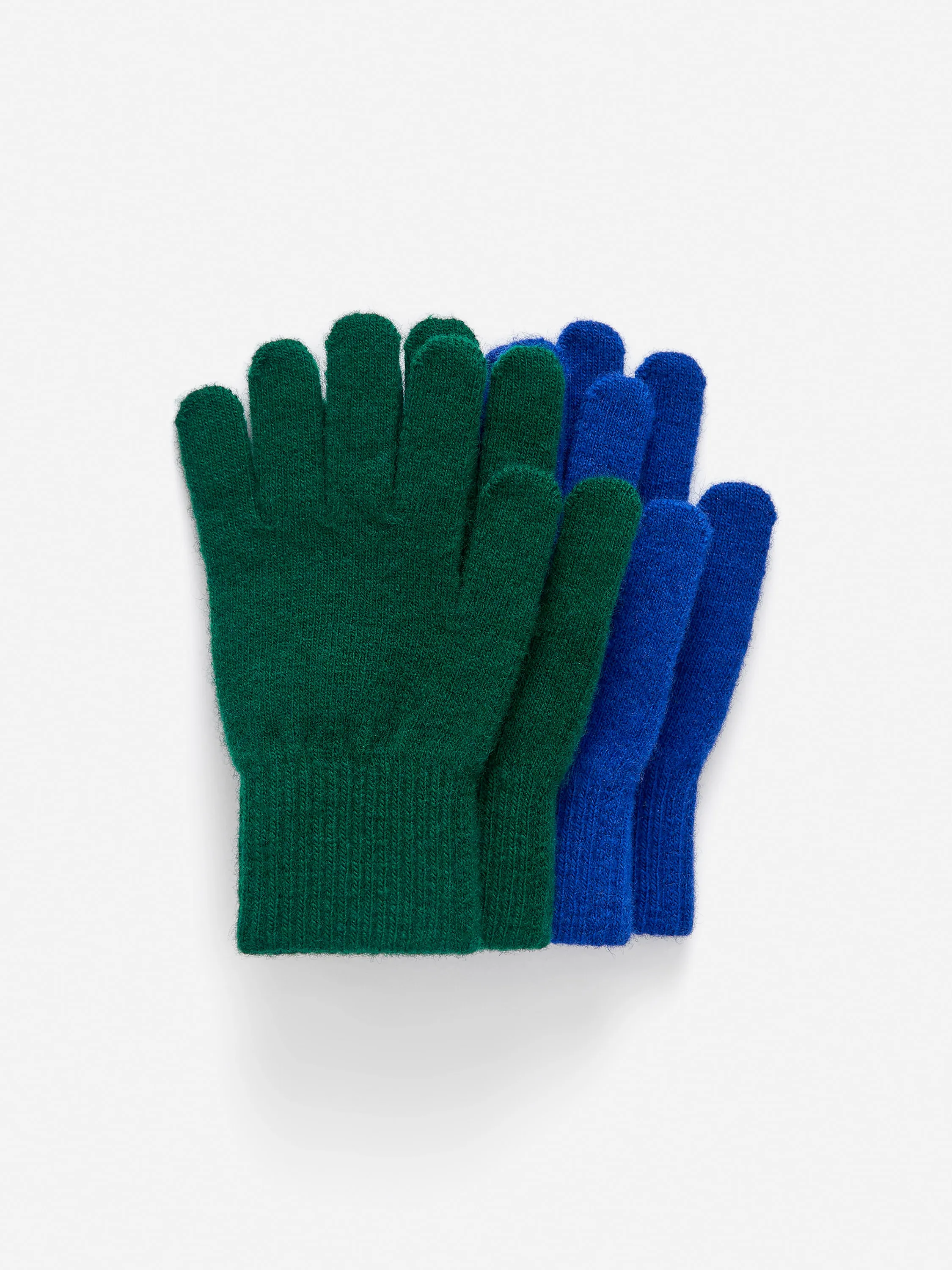 Gants en laine, lot de 2 paires - Vert/Bleu