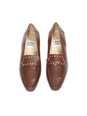Mocassins en cuir marron foncé et studs argentés Taille 36,5 — photo 2
