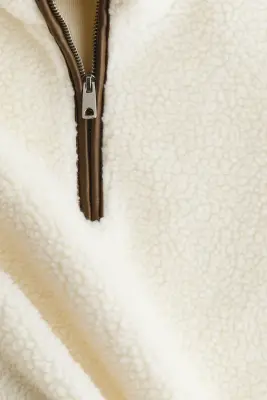 Sweat en tissu Teddy bear avec col zippé - Crème — photo 4