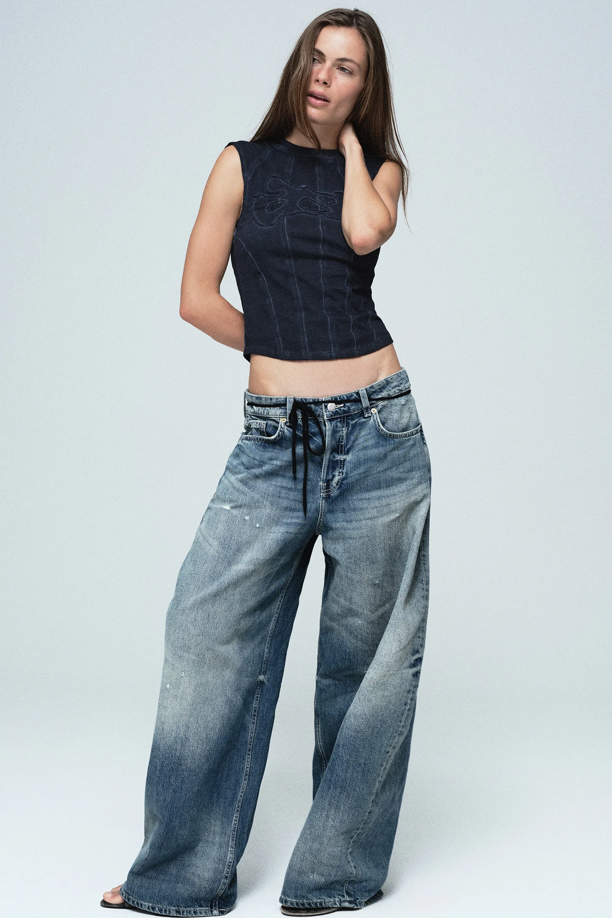Andromeda jean baggy ample taille basse - Stirrup Blue - Bleu moyen