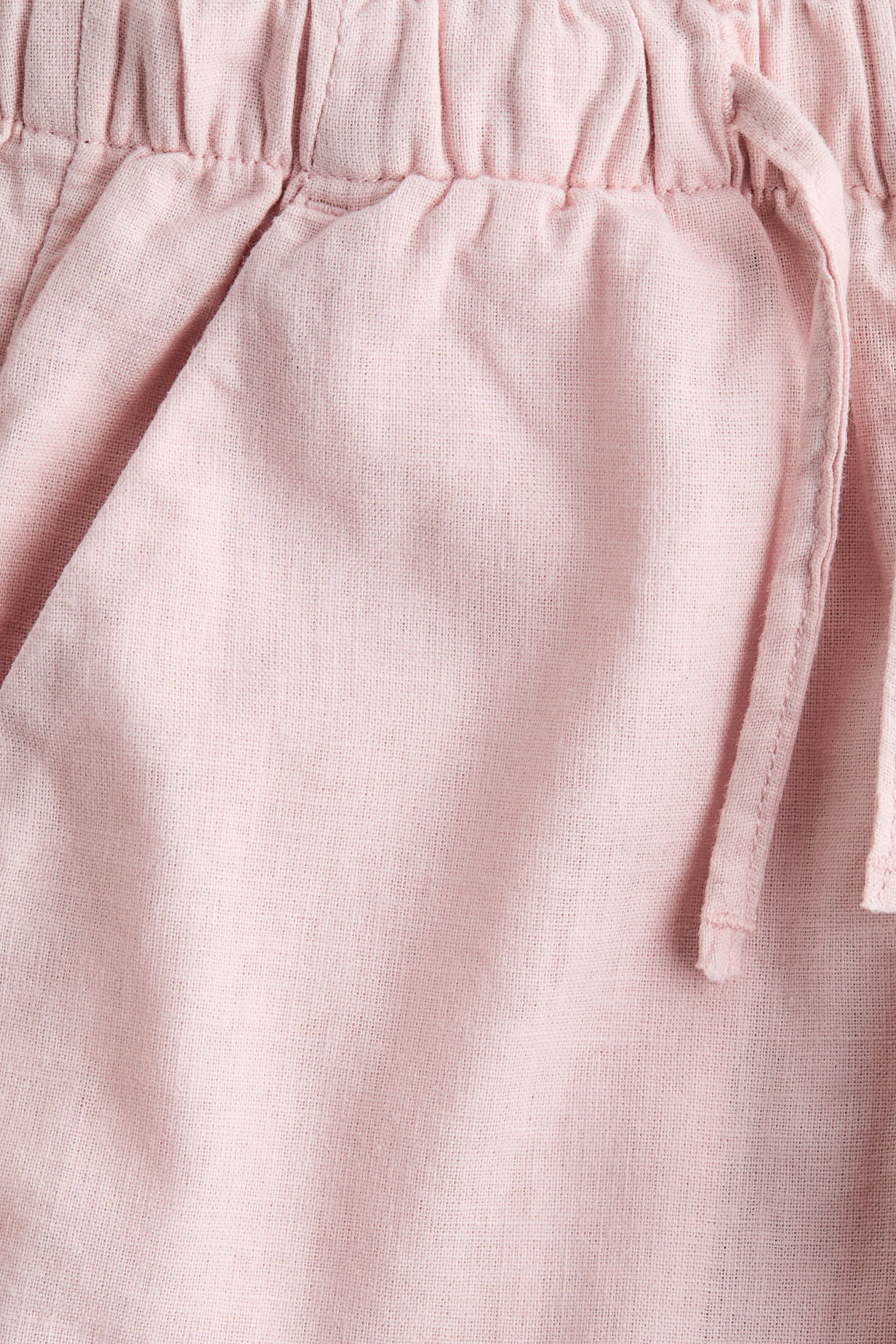 Pantalon en lin mélangé avec cordon de serrage - Rose clair
