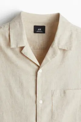 Chemise Regular Fit en lin mélangé - Beige clair — photo 4