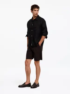 Chemise décontractée en lin - Noir — photo 2