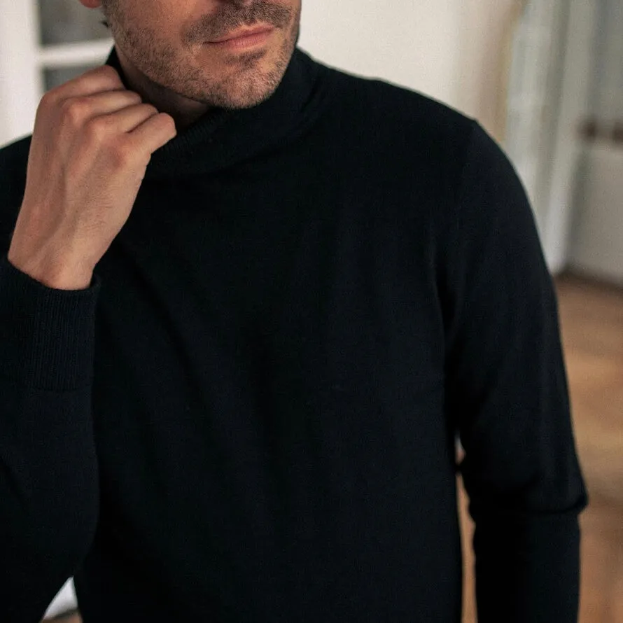 Pull col roulé oxygène noir