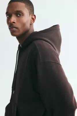 Veste à capuche zippée Loose Fit - Marron foncé — photo 4