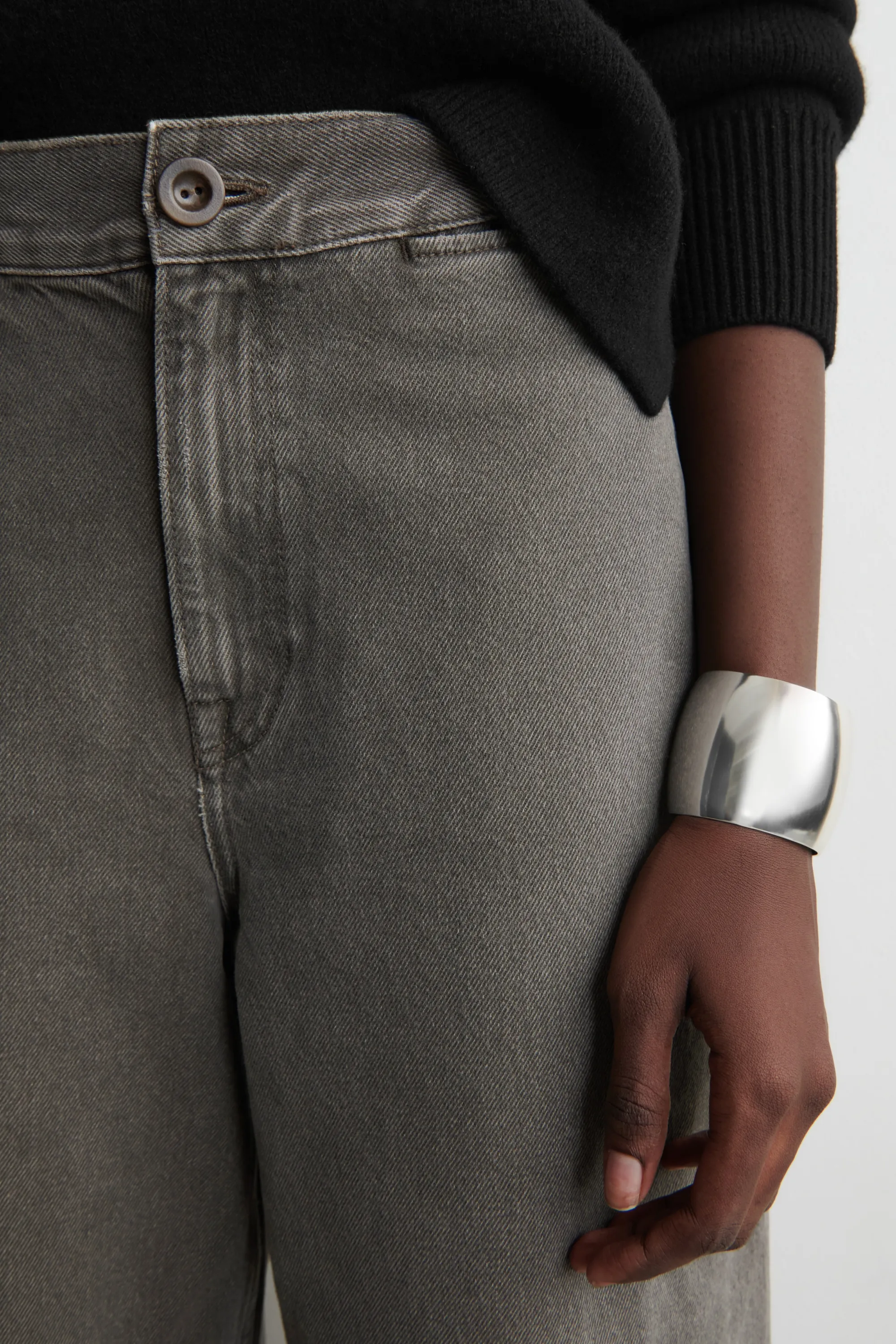 PANTACOURT LARGE EN DENIM - BRUN