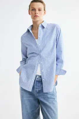 Chemise en oxford - Bleu clair/rayé — photo 1