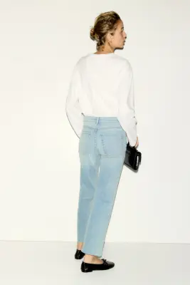 Flared Regular Waist Ankle Jeans - Bleu denim clair — photo 4