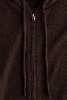 Veste à capuche zippée en maille - Marron foncé — photo 5