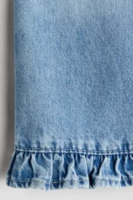 Pantalon volanté en coton - Bleu denim clair — photo 2