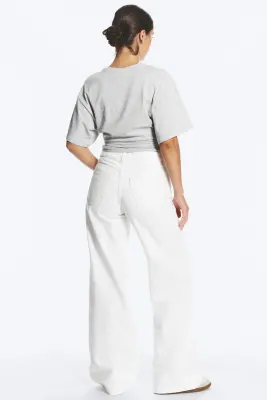 Jean jambe large taille mi-haute Paz - Blanc cassé - Blanc — photo 4
