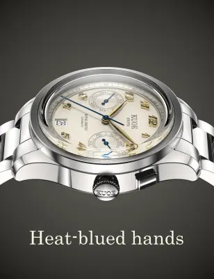 KUOE ROYAL SMITH 90-010 IVORY X VERTICAL BRUSHED DIAL / FLAT-LINK BRACELET / EXHIBITION CASEBACK — photo 3