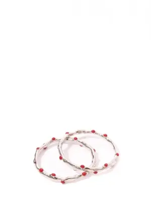 Deux bracelets joncs argent et pierre rouge Prix boutique 450€ — photo 1