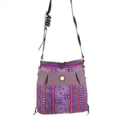 Sac bandoulière en coton et cuir — photo 2