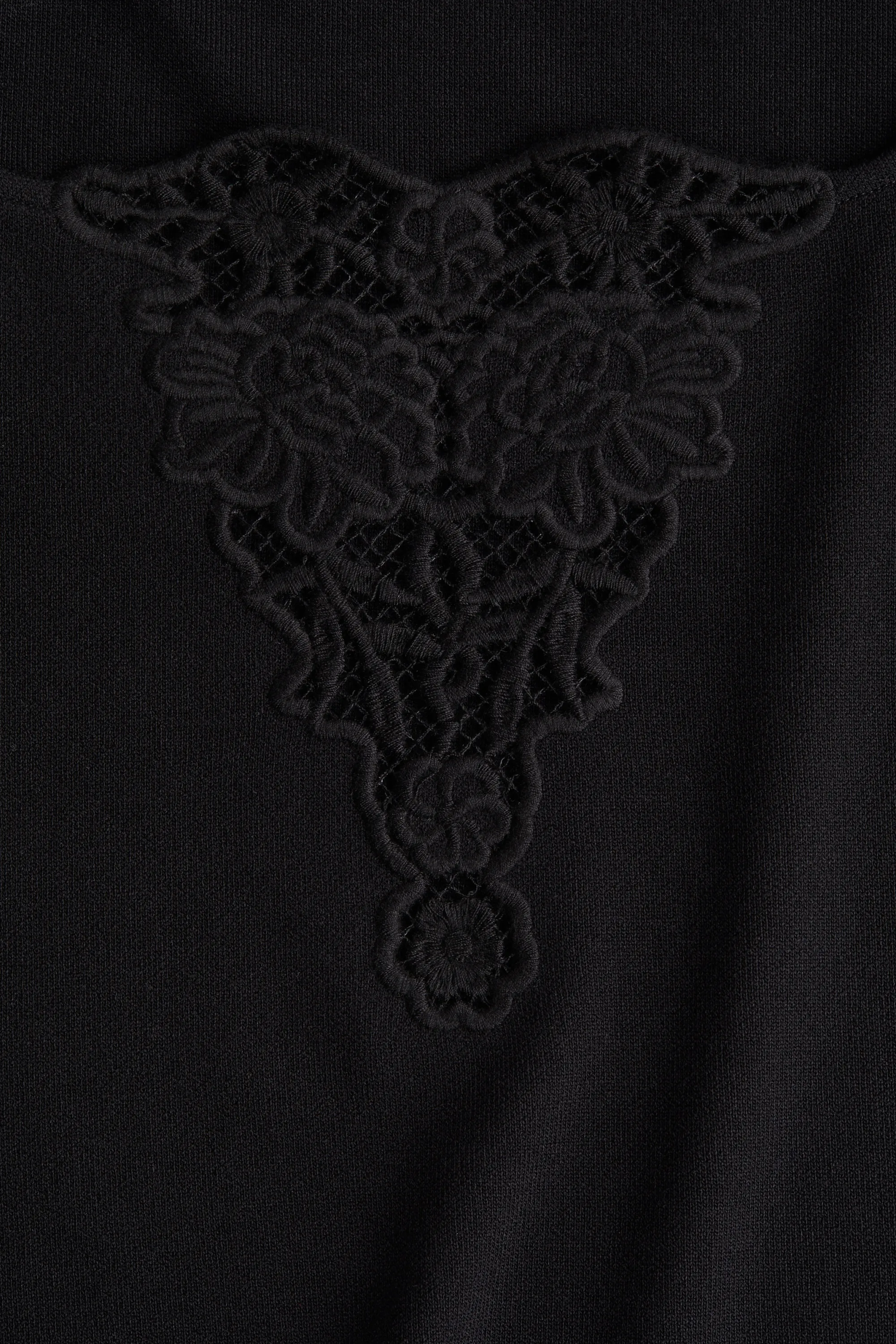 Top avec broderie anglaise - Noir