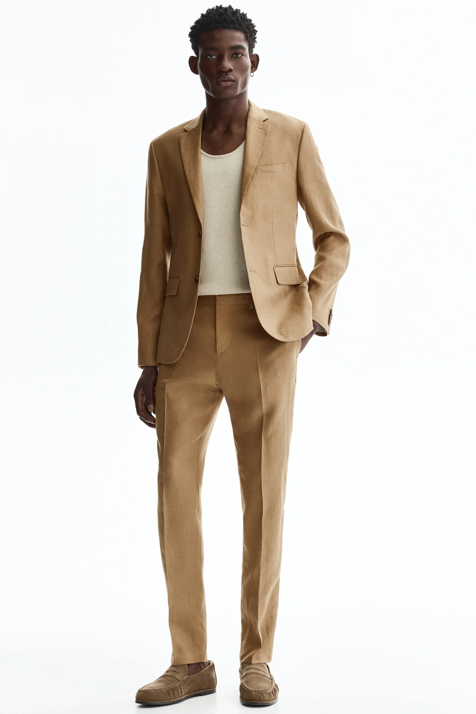 Veste Slim Fit en lin - Beige