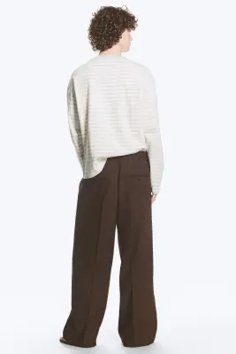 Pantalon de costume plissé baggy ample - Marron foncé — photo 5