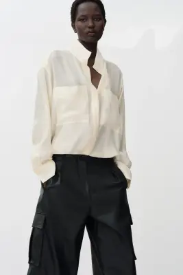 Pantalon cargo enduit - Noir — photo 1