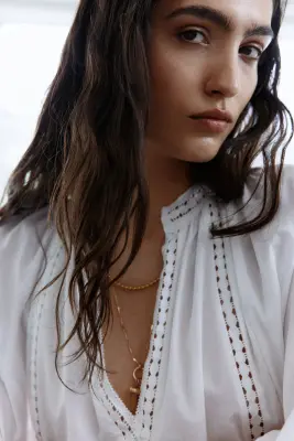 Robe en coton avec dentelle - Blanc — photo 2