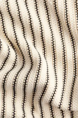 Pantalon large en maille texturée - Crème/rayé — photo 2