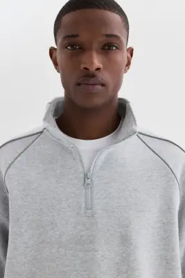 Sweat Loose Fit avec col zippé - Gris chiné/Akito — photo 2