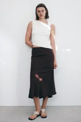 Slip skirt en satin - Brun rouille — photo 2