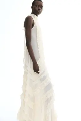Robe maxi à volants ruchés - Blanc — photo 2