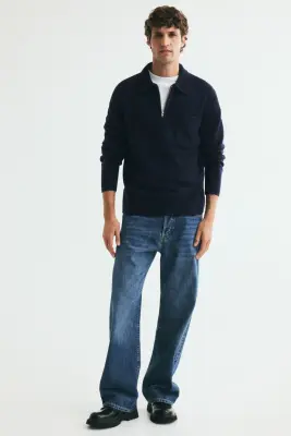 Polo Regular Fit en maille - Bleu marine — photo 1