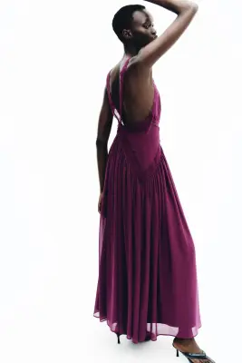 Robe en mousseline avec dentelle - Violet prune — photo 3