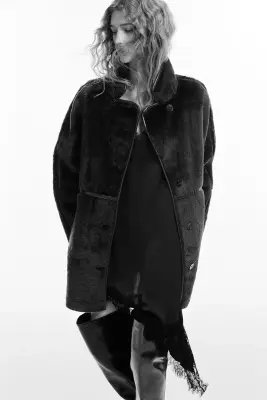 Manteau duveteux - Marron foncé — photo 3